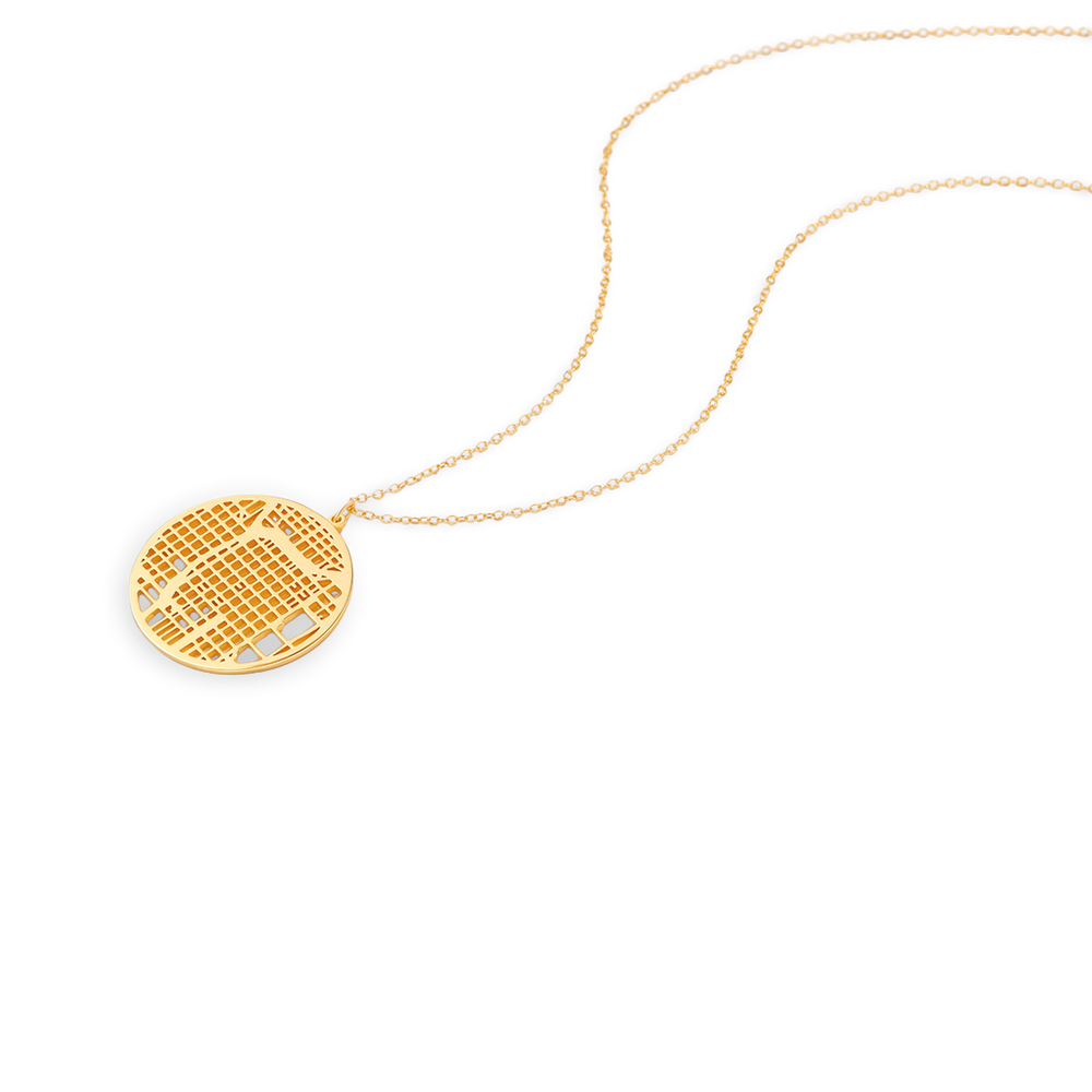 Custom Map Pendant Necklace - 18k Gold Plated / Circle