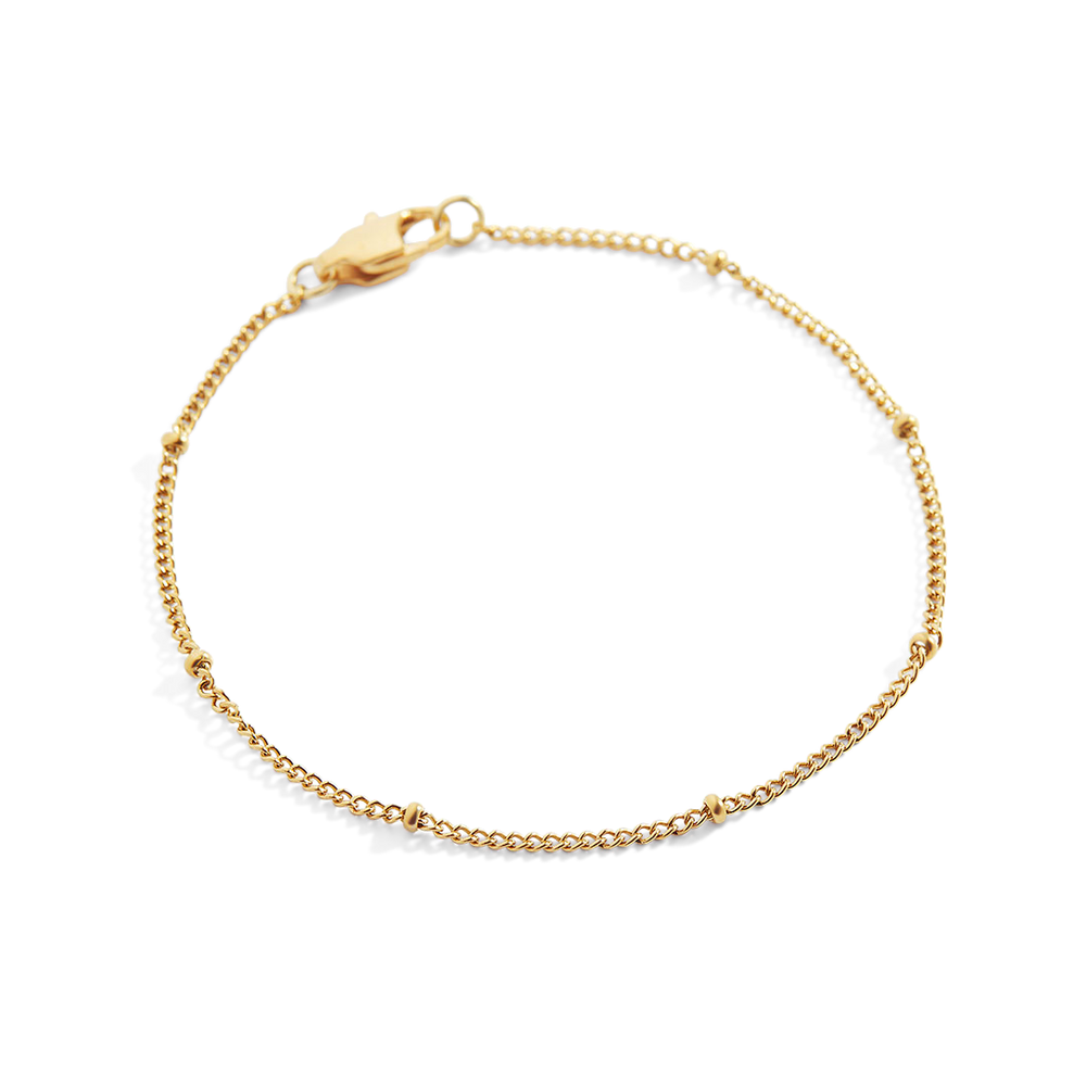 Pulsera de cadena satélite - Chapado en oro de 18 quilates.