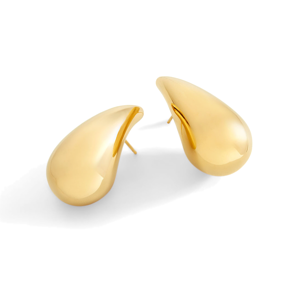 Sculptural Raindrop Earrings - 18k Gold Plated