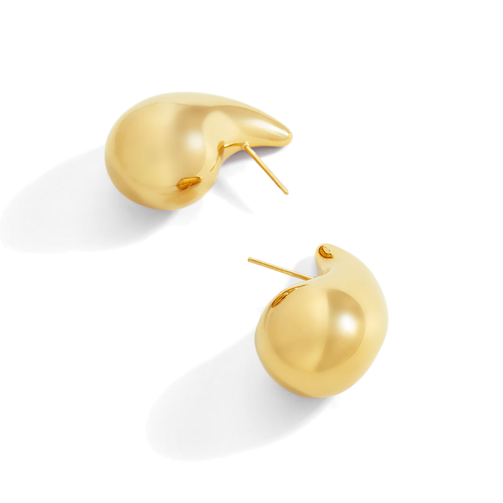 Sculptural Raindrop Earrings - 18k Gold Plated