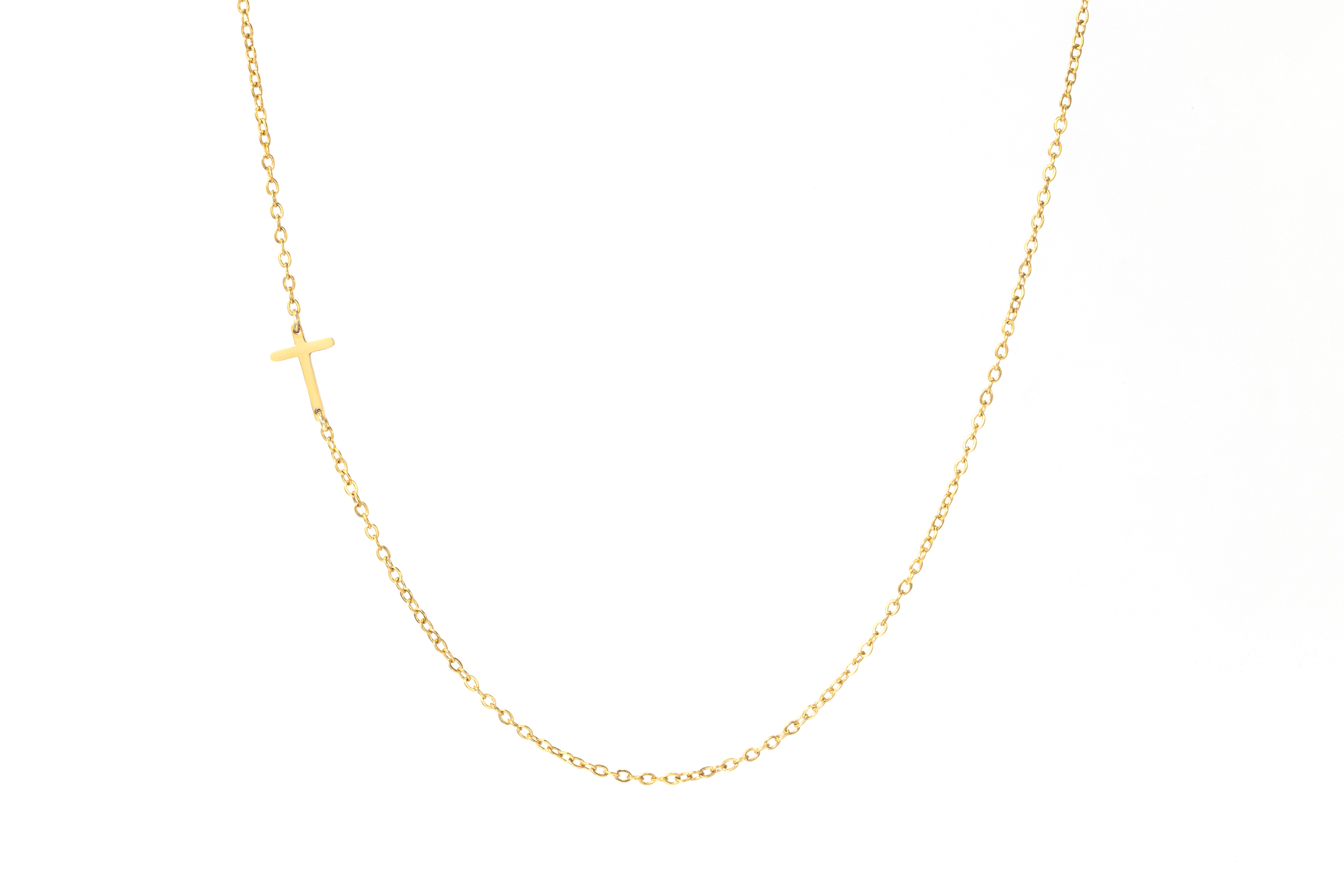 Dainty Sideways Cross Necklace – Mint & Lily