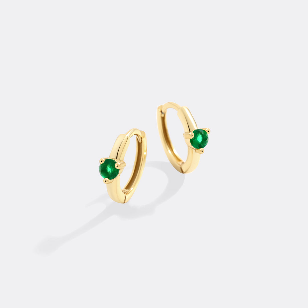 Solitaire Birthstone Huggie Hoop Earrings – Mint & Lily