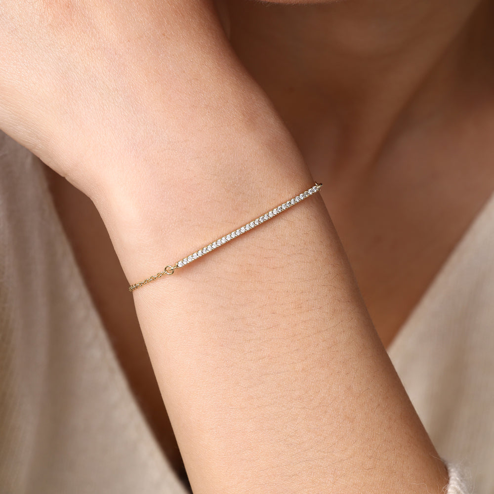 Sparkling Bar Bracelet - Gold / 6.5"+1"