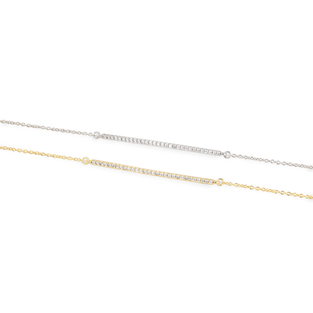Sparkling Bar Bracelet - 18k Gold Plated / 6.5"+1"