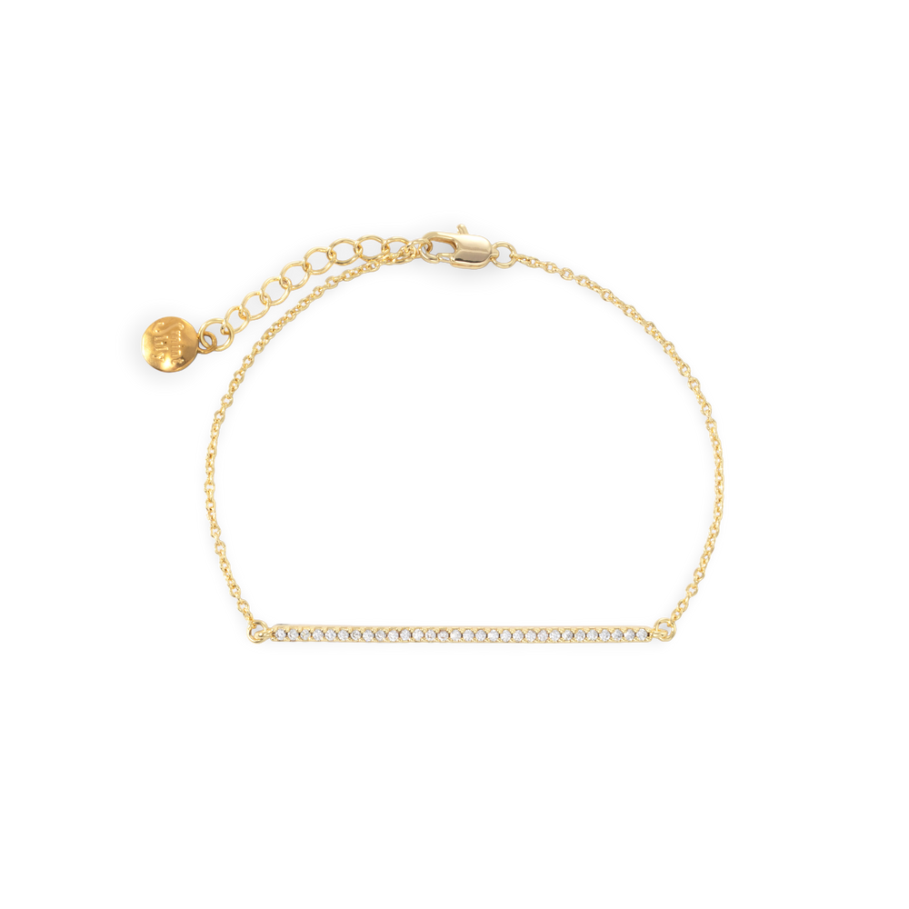 Sparkling Bar Bracelet - 18k Gold Plated / 6.5"+1"