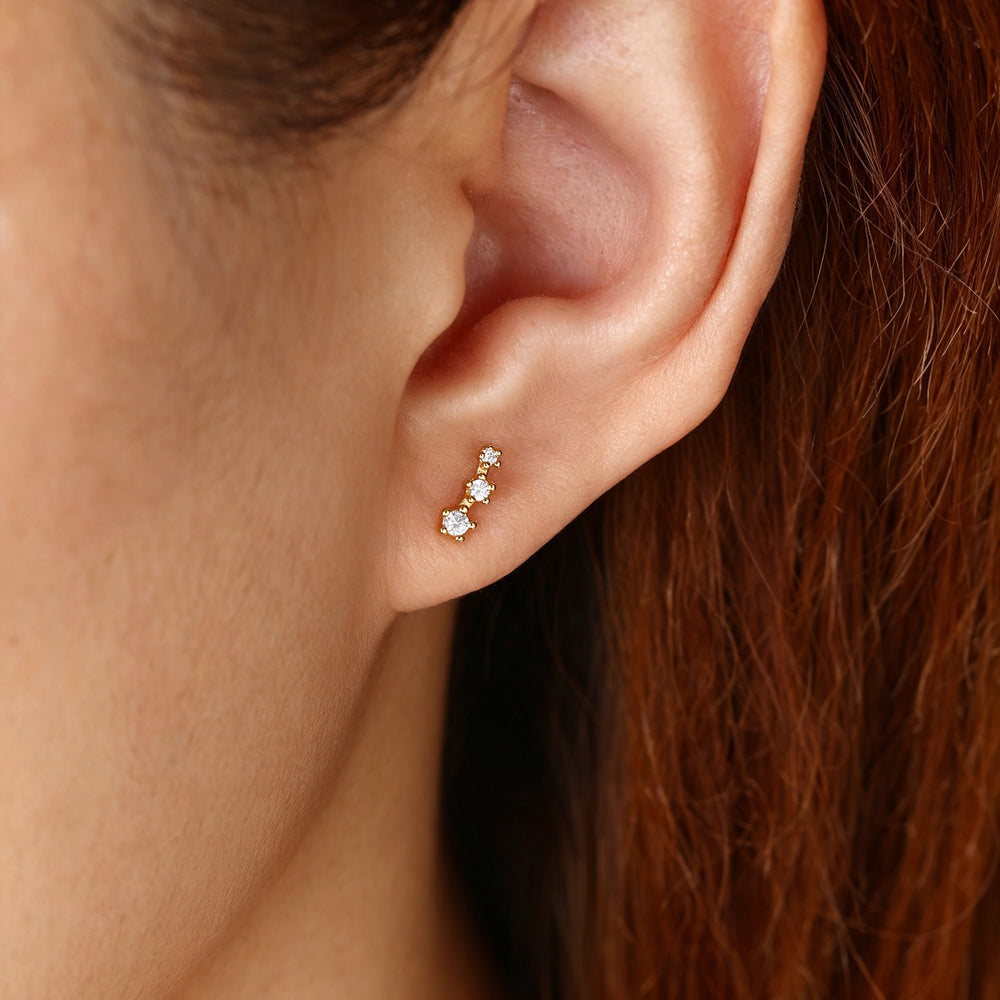 Sparkling Mini Climber Studs - Gold