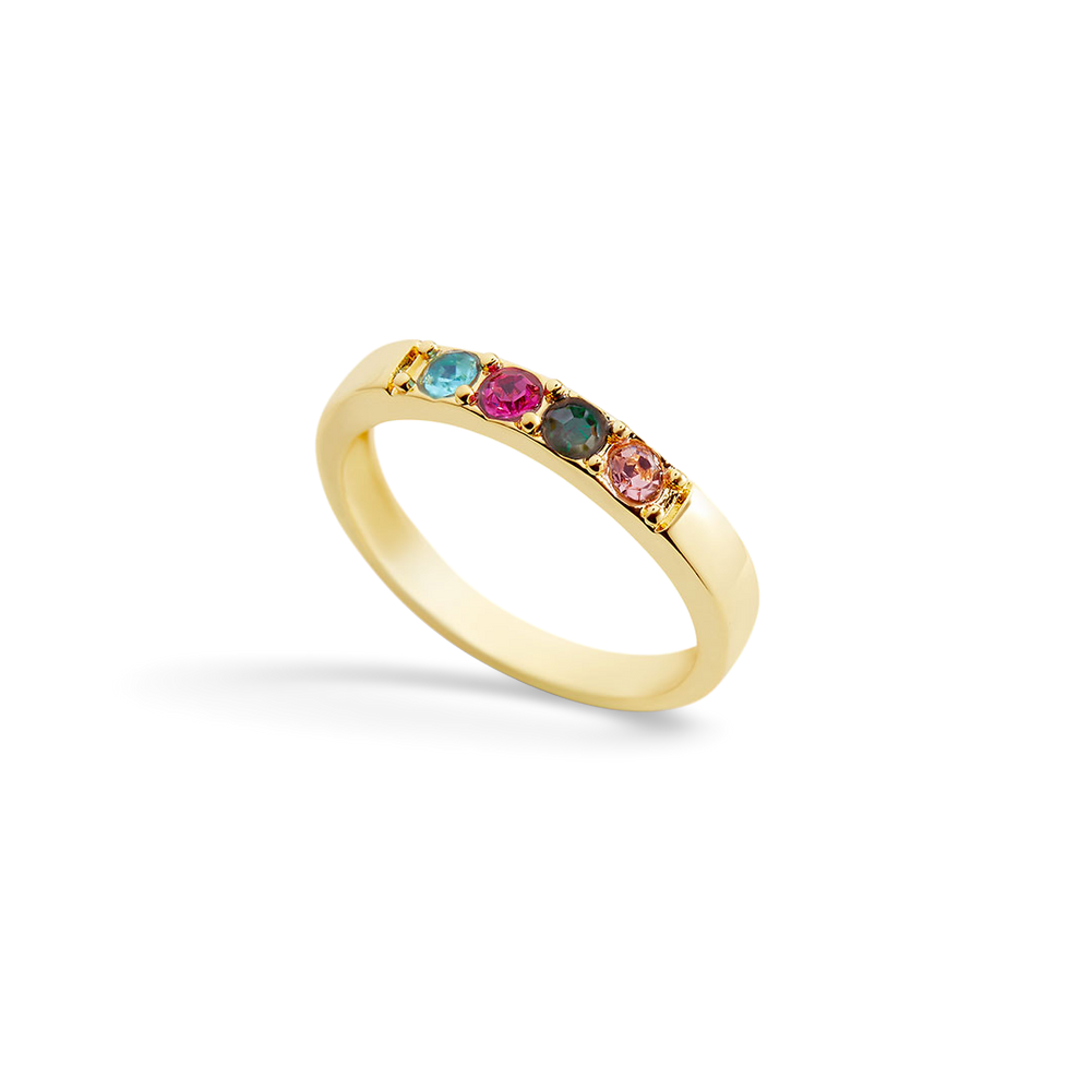 Stackable Birthstones Band Ring - Gold / 5