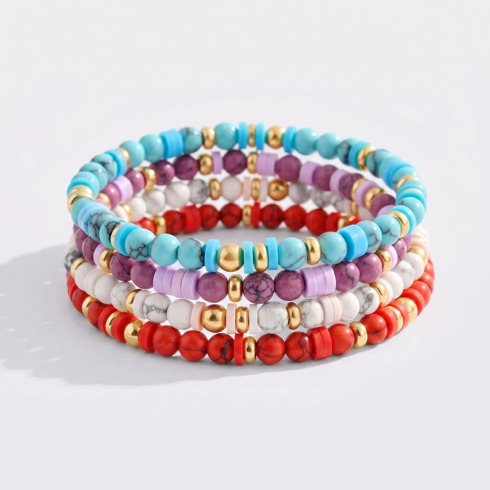 Stacking Birthstone Beaded Bracelet - January Garnet / 7"