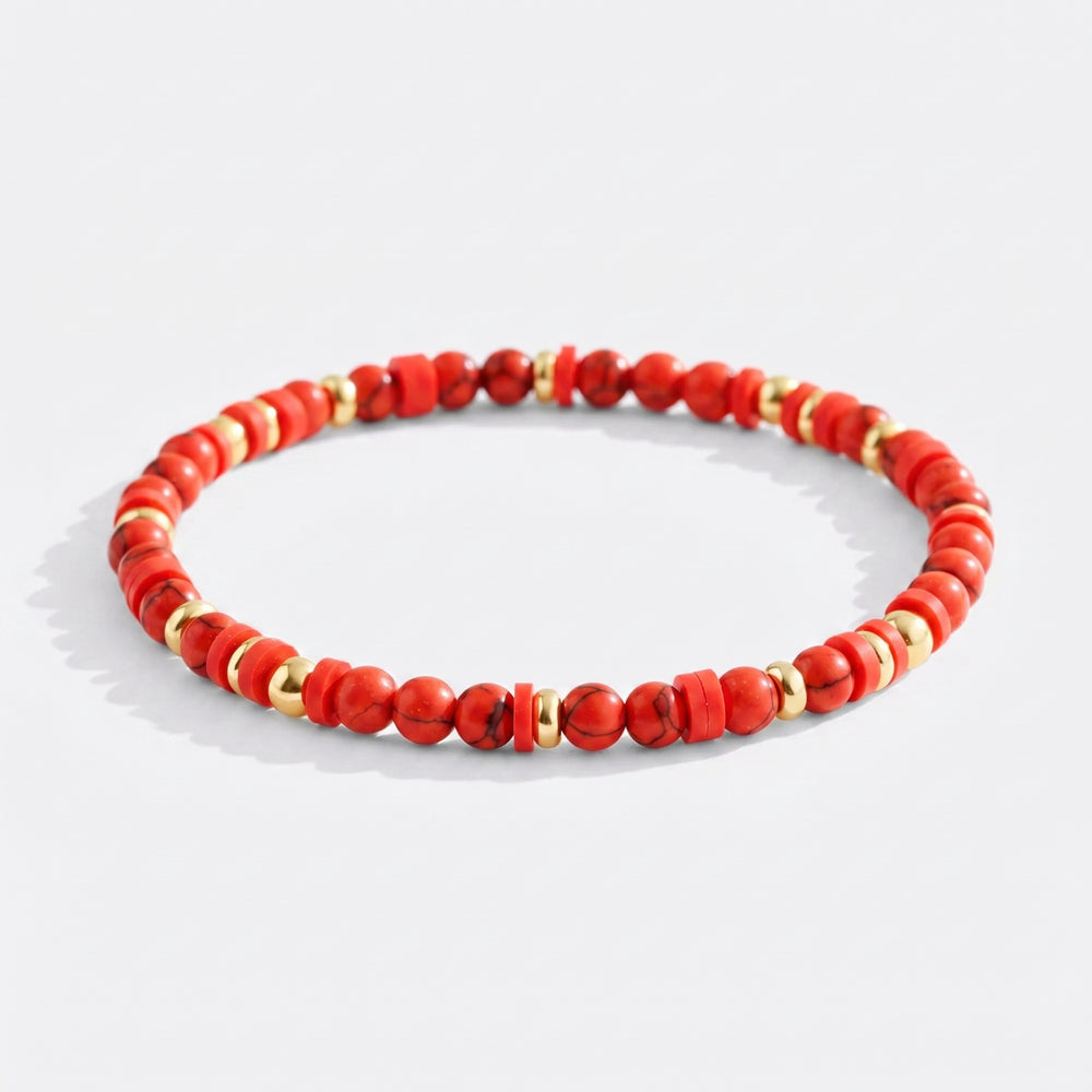 Stacking Birthstone Beaded Bracelet - January Garnet / 7"