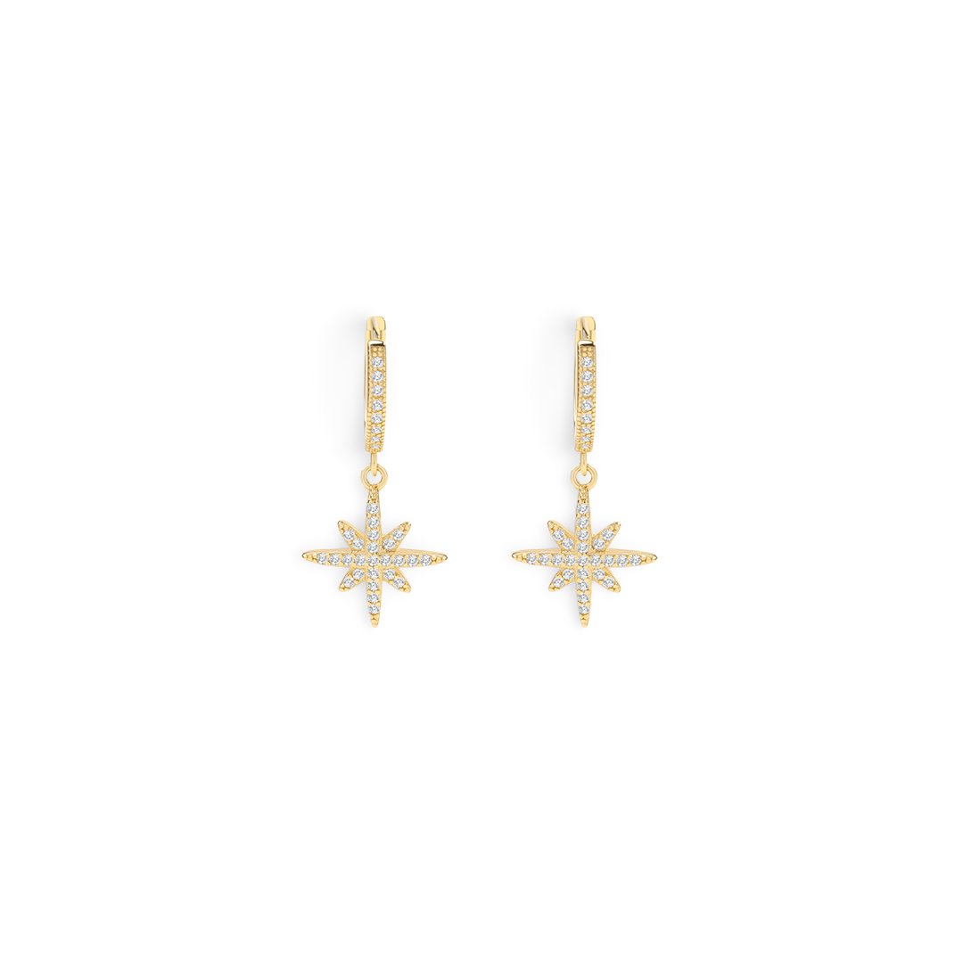 Starburst Drop Huggie Earrings