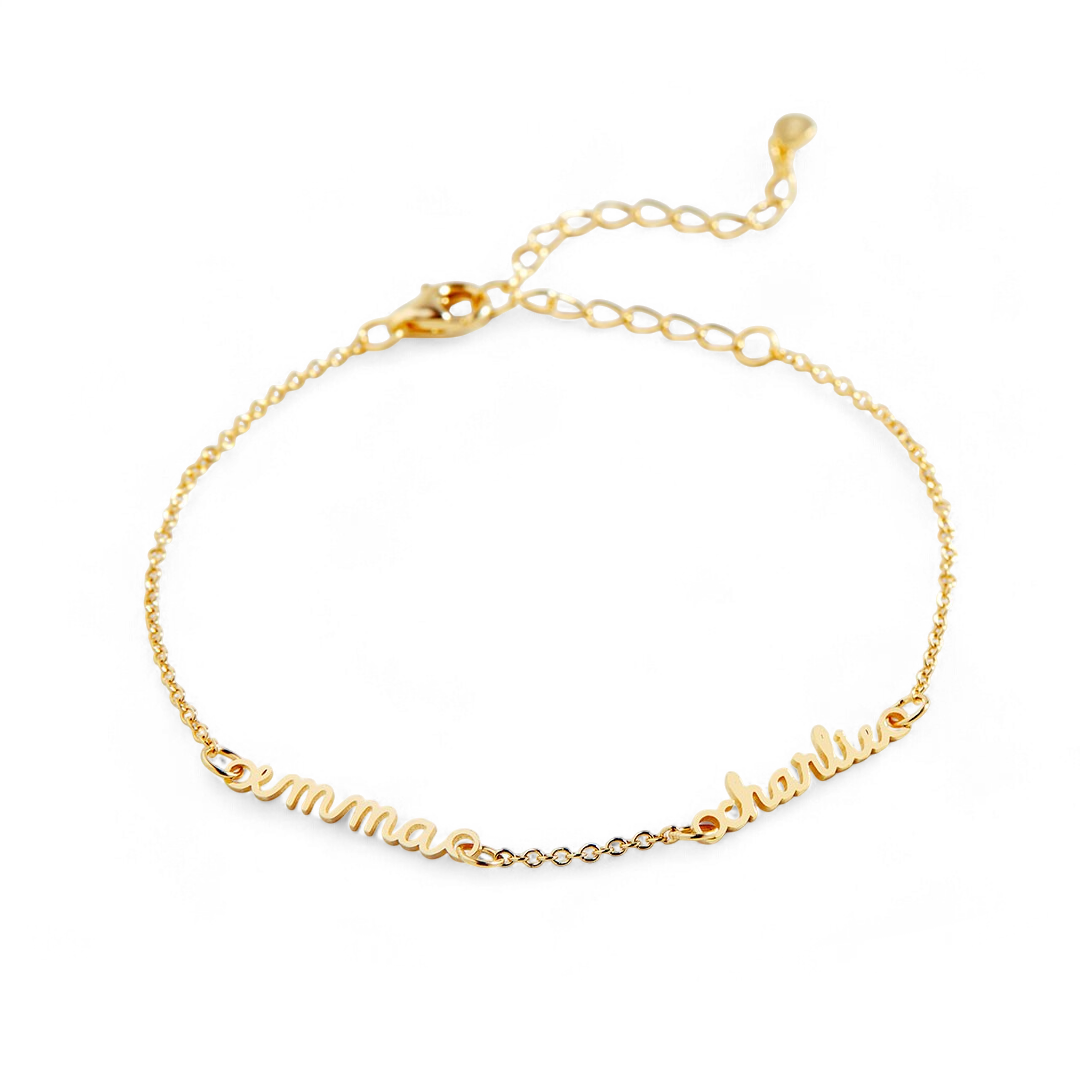 Stella dainty multiple name personalized bracelet in gold — Mint & Lily