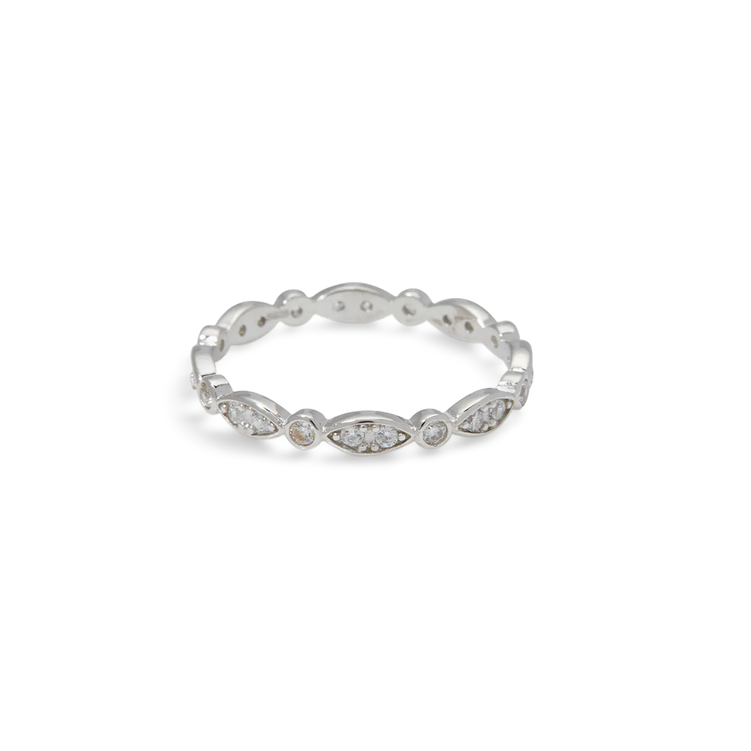 Sterling Silver Marquis and Dot Band