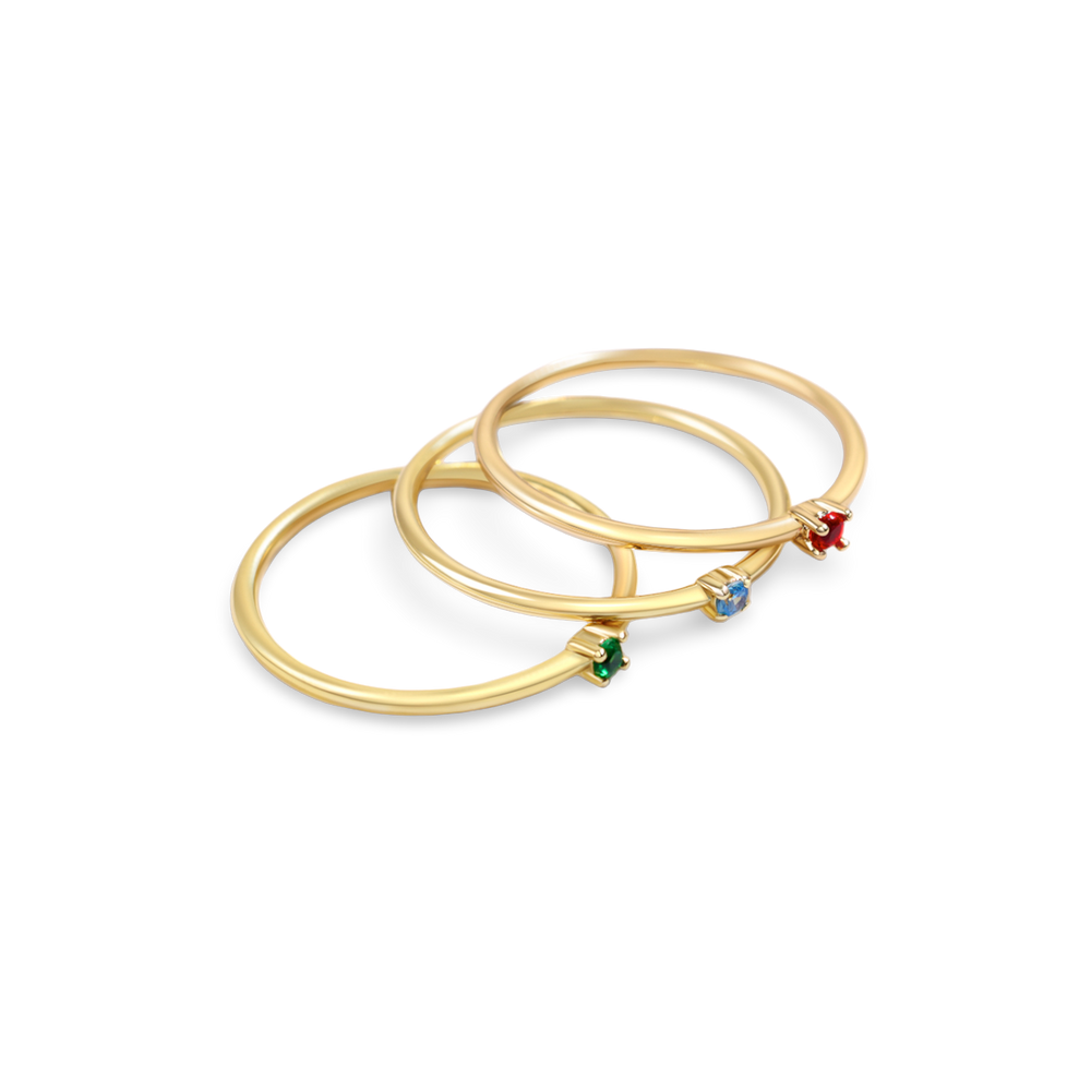 Super Dainty Birthstone Stacking Ring - March / 5