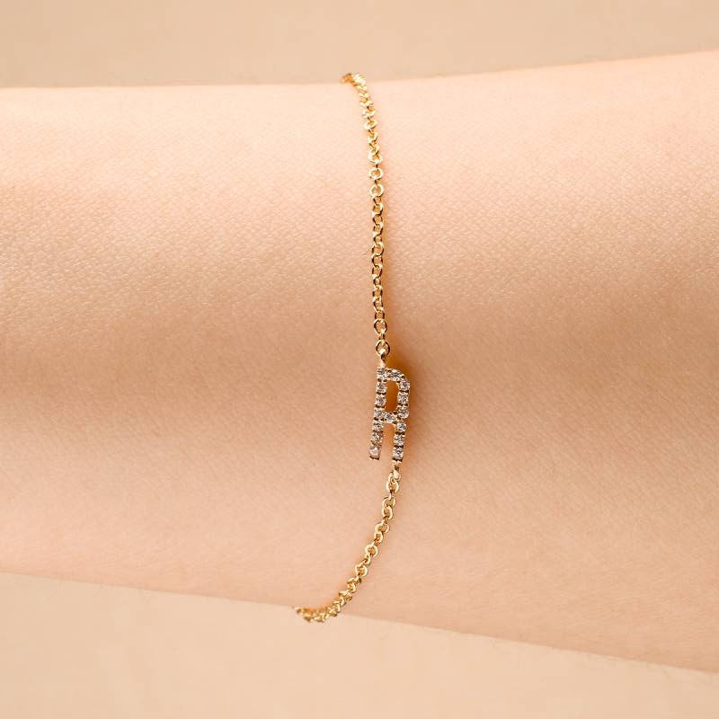 The Skinny Diamond Initial Bracelet - Gold / A