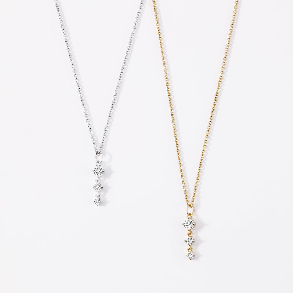 Three Stone Drop Pendant Necklace - Gold