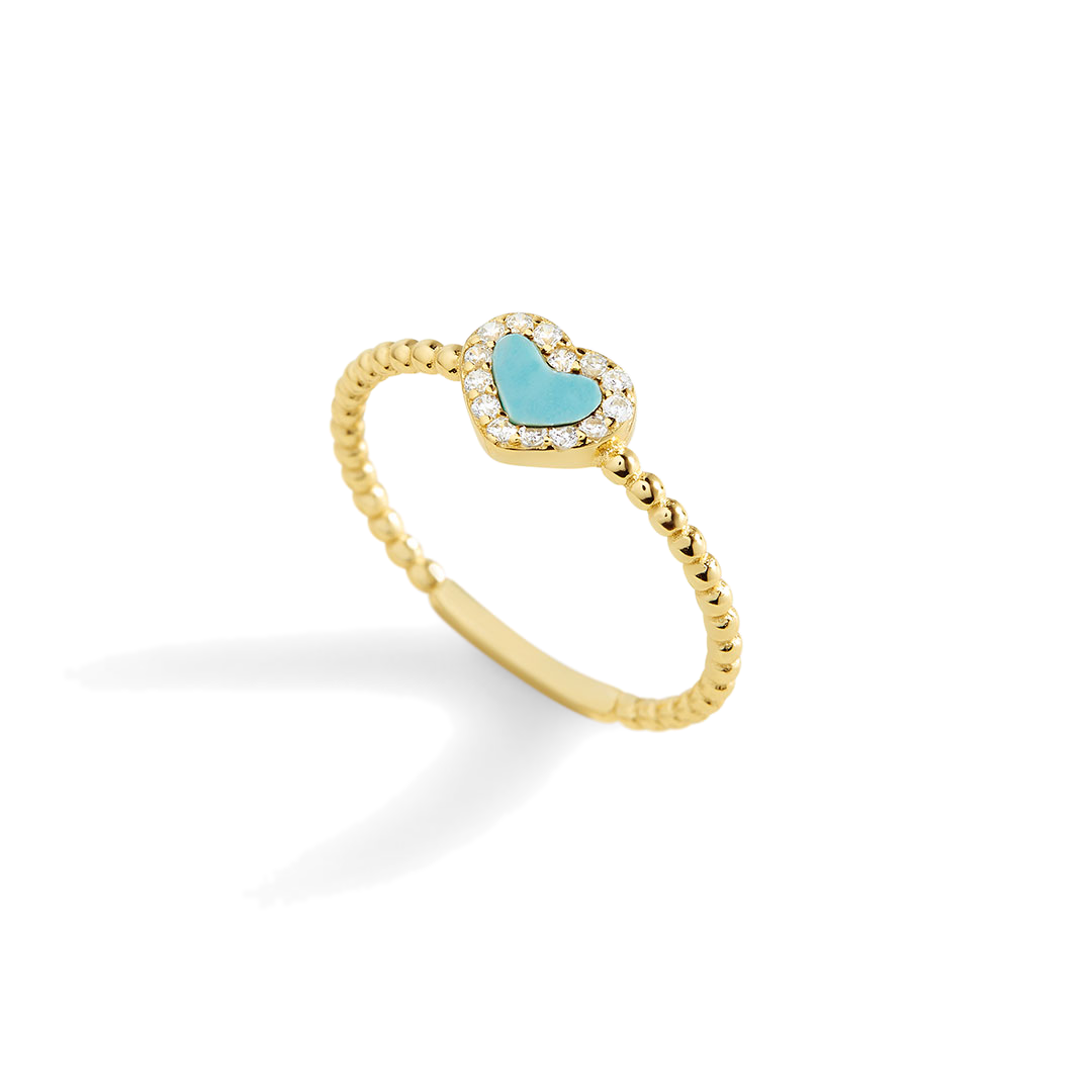 Tiny Gemstone Heart Stacking Ring