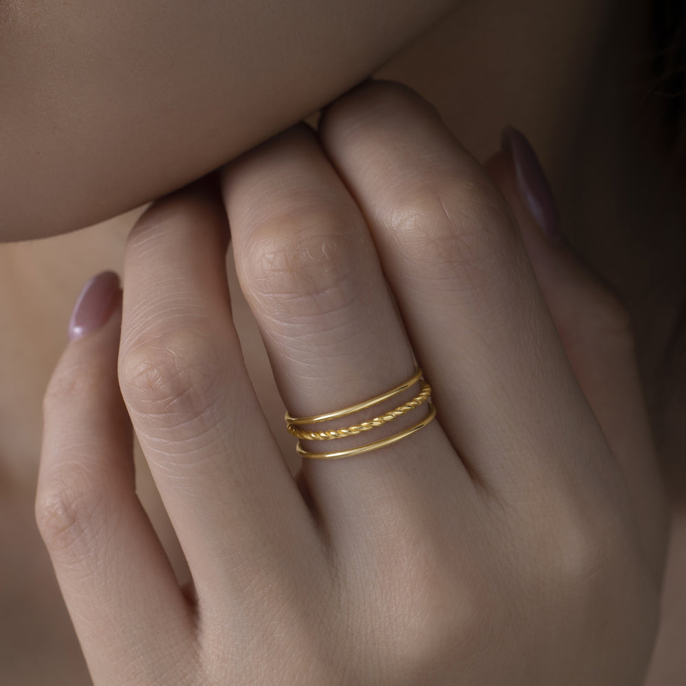 Trio Stacking Ring Set - Gold / 7