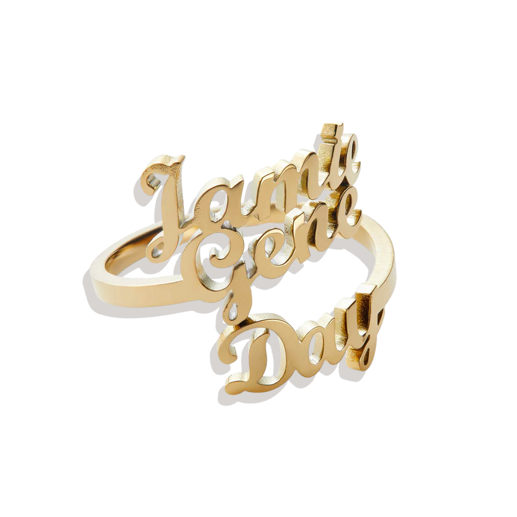 Triple Name Ring Mint Lily