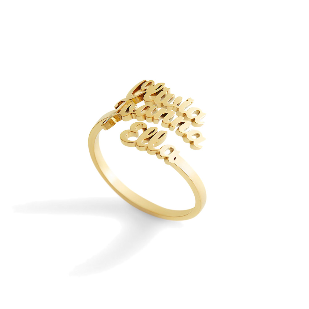 Triple Name Ring - 18k Gold Plated / 3 / Small (Size 4-6)