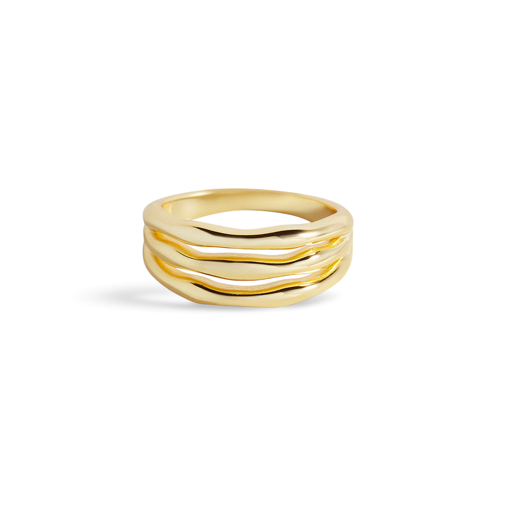 Gold Triple Ring - 6 / 18k Gold Over Sterling Silver