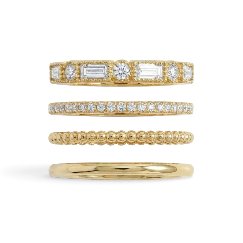 Vintage Maximalist Ring Stack - 18k Gold Plated / 7