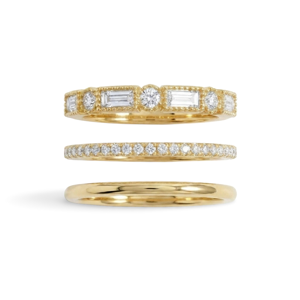 Vintage Ring Stack - 18k Gold Plated / 7