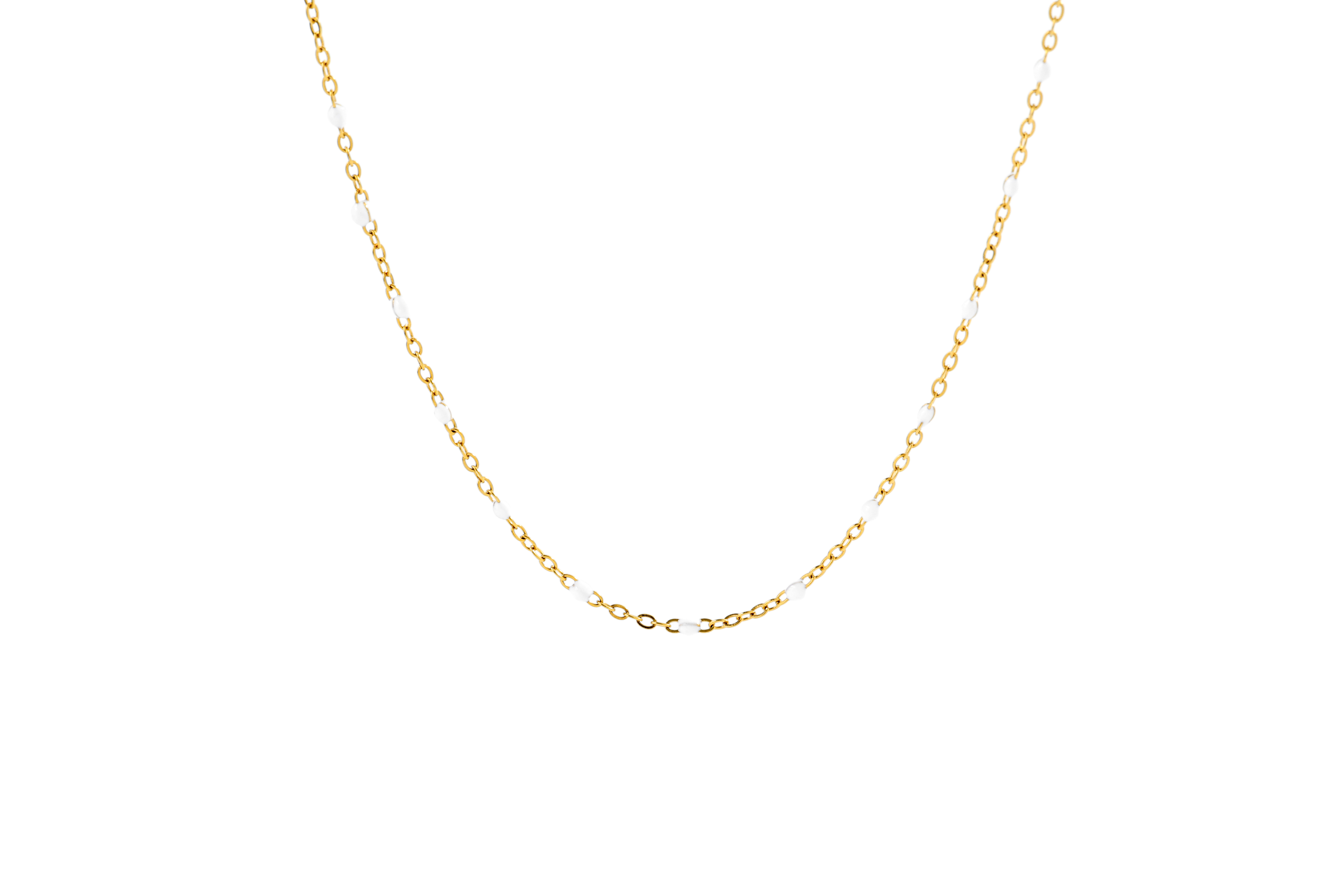 White Beaded Station Necklace