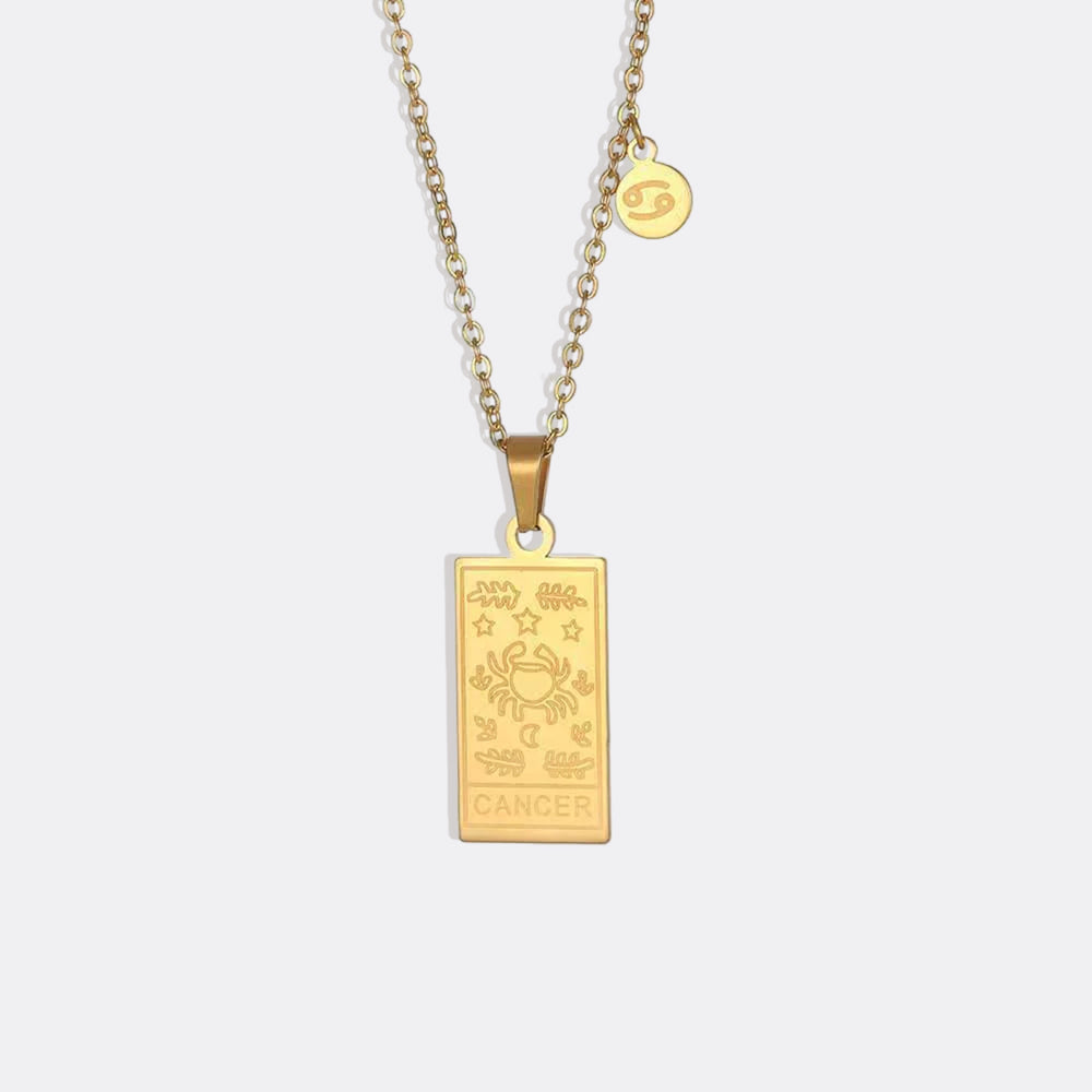 Zodiac Card Necklace - Gold / Cancer