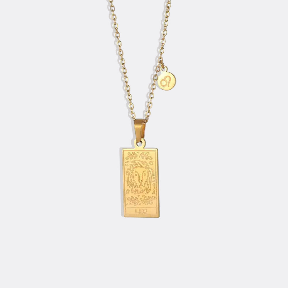 Zodiac Card Necklace - Gold / Leo