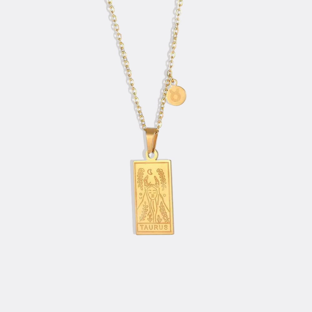 Zodiac Card Necklace - Gold / Taurus