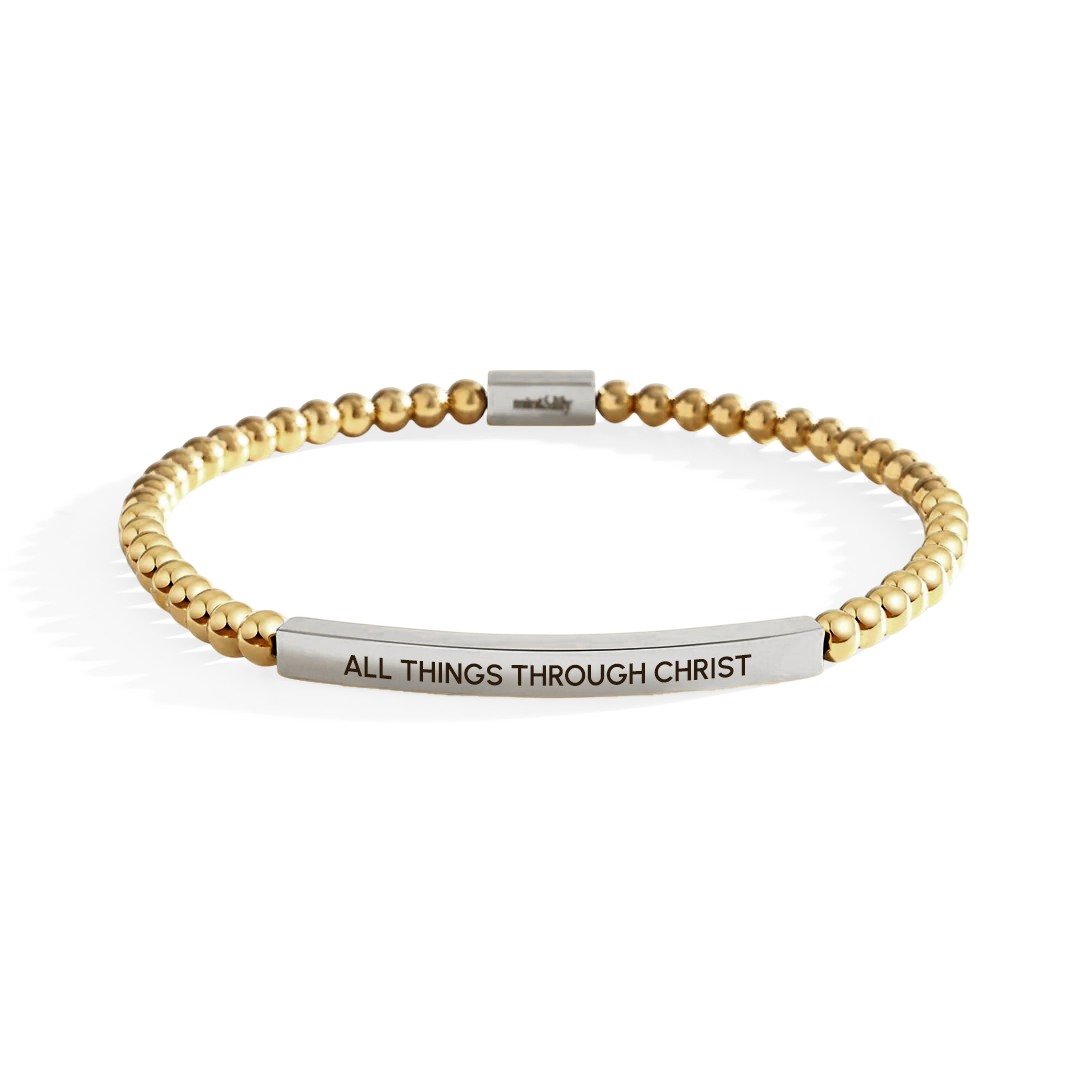 All Things Through Christ Silver Beaded Inspire Bracelet