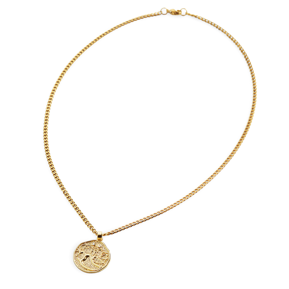 Astrological Sign Coin Pendant Necklace - Cancer