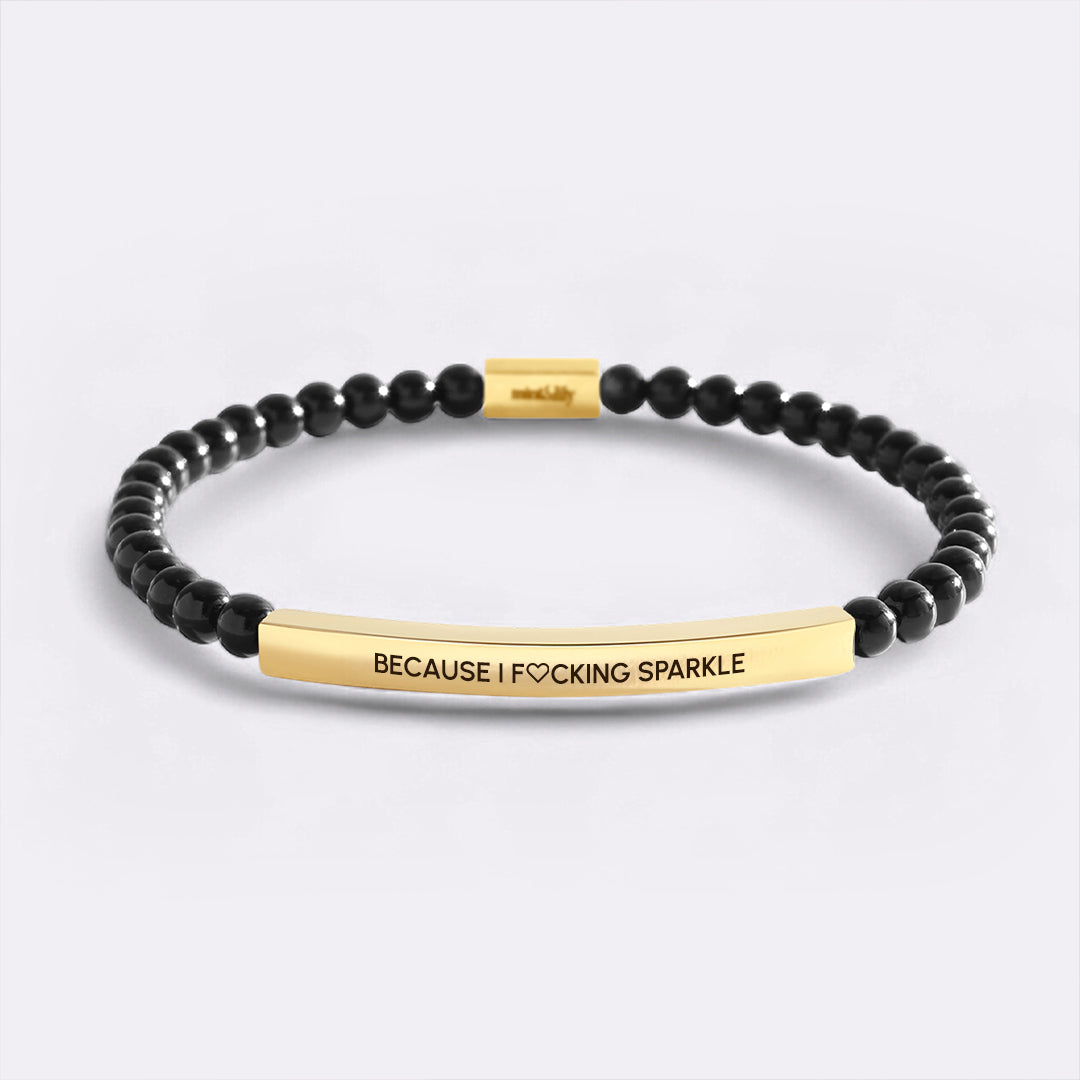 Because I F♡cking Sparkle Gold Beaded Inspire Bracelet – Mint & Lily
