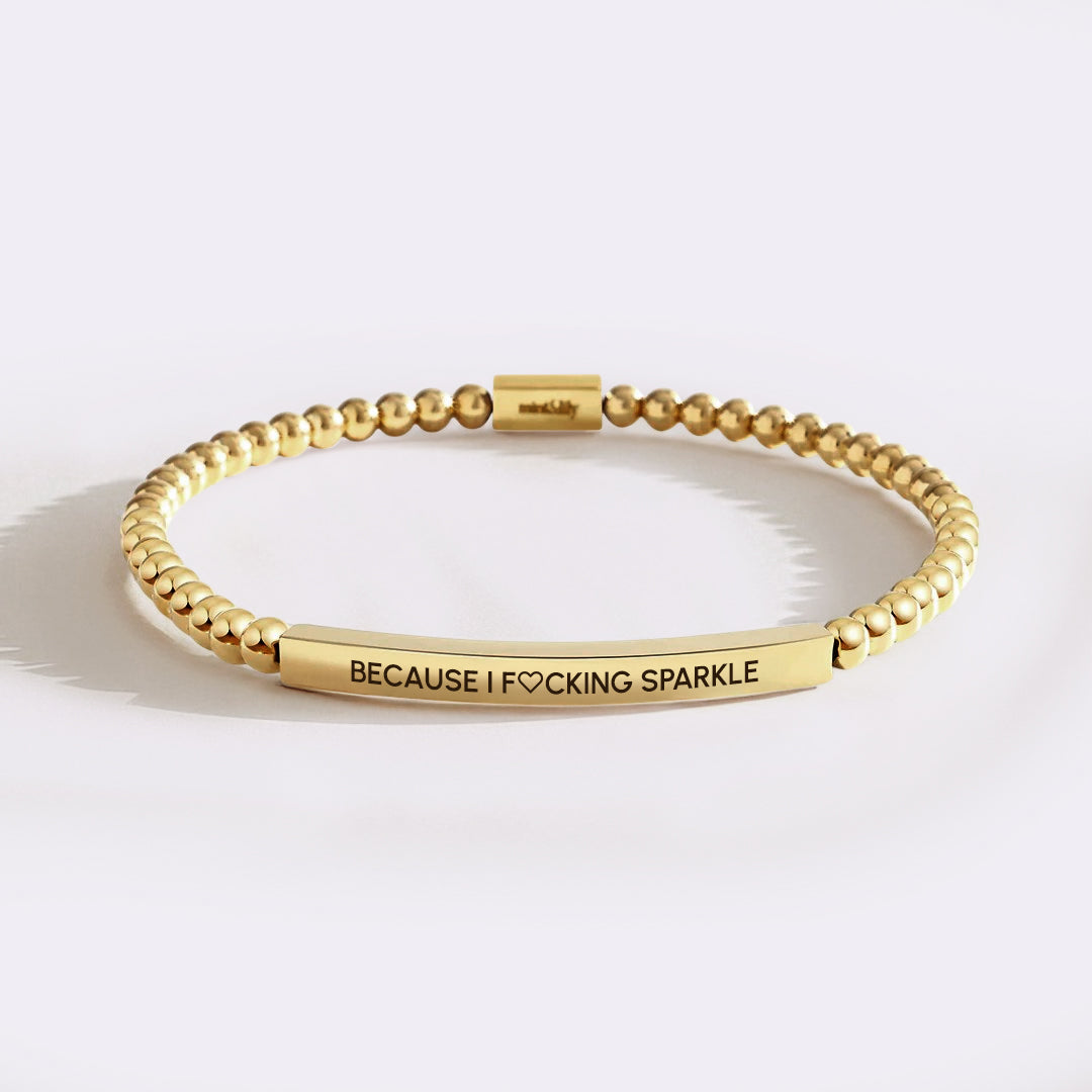 Because I F♡cking Sparkle Gold Beaded Inspire Bracelet – Mint & Lily