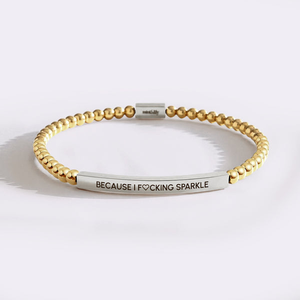 Because I F♡cking Sparkle Gold Beaded Inspire Bracelet – Mint & Lily