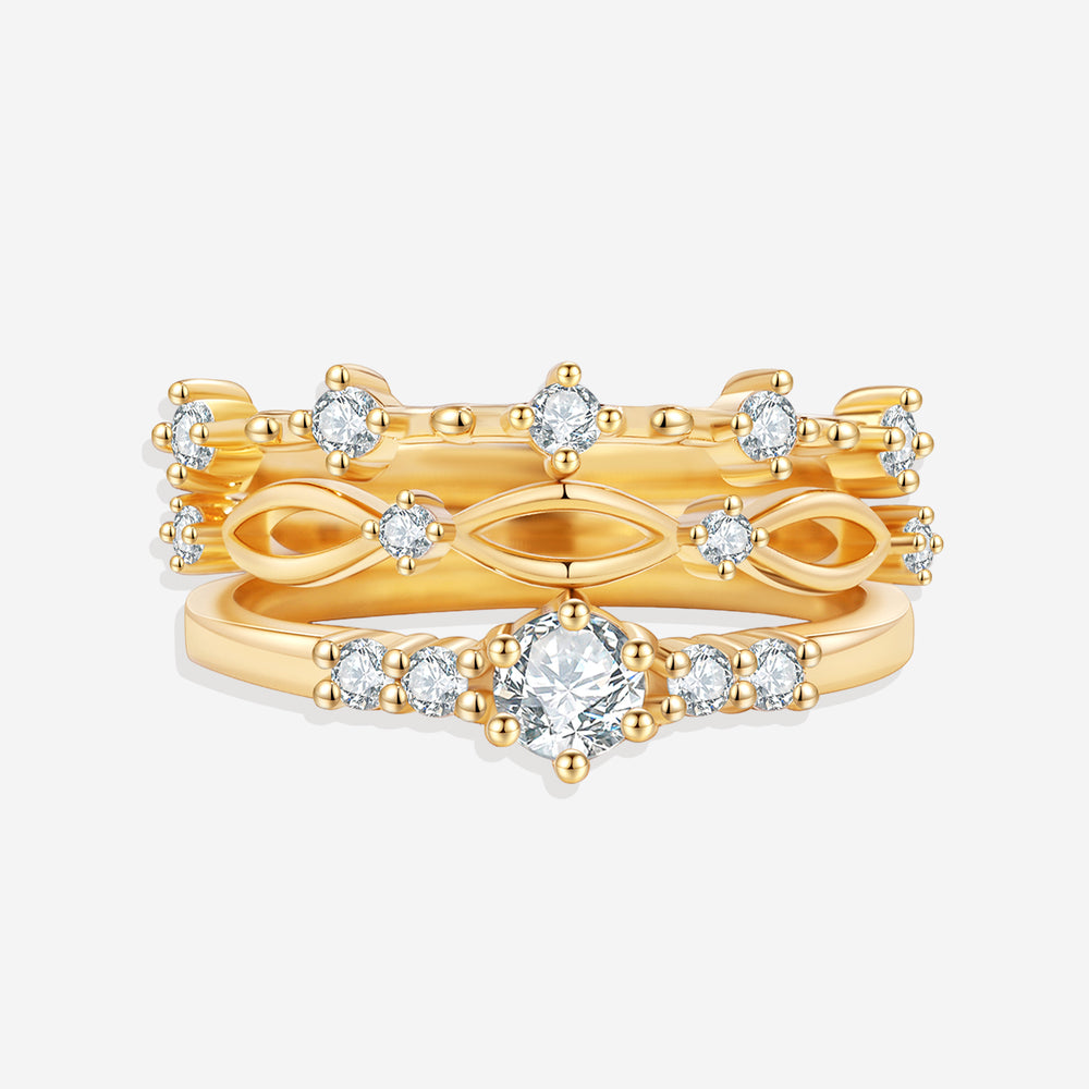 Braided Birthstone Stacking Ring Set - April Diamond / 10