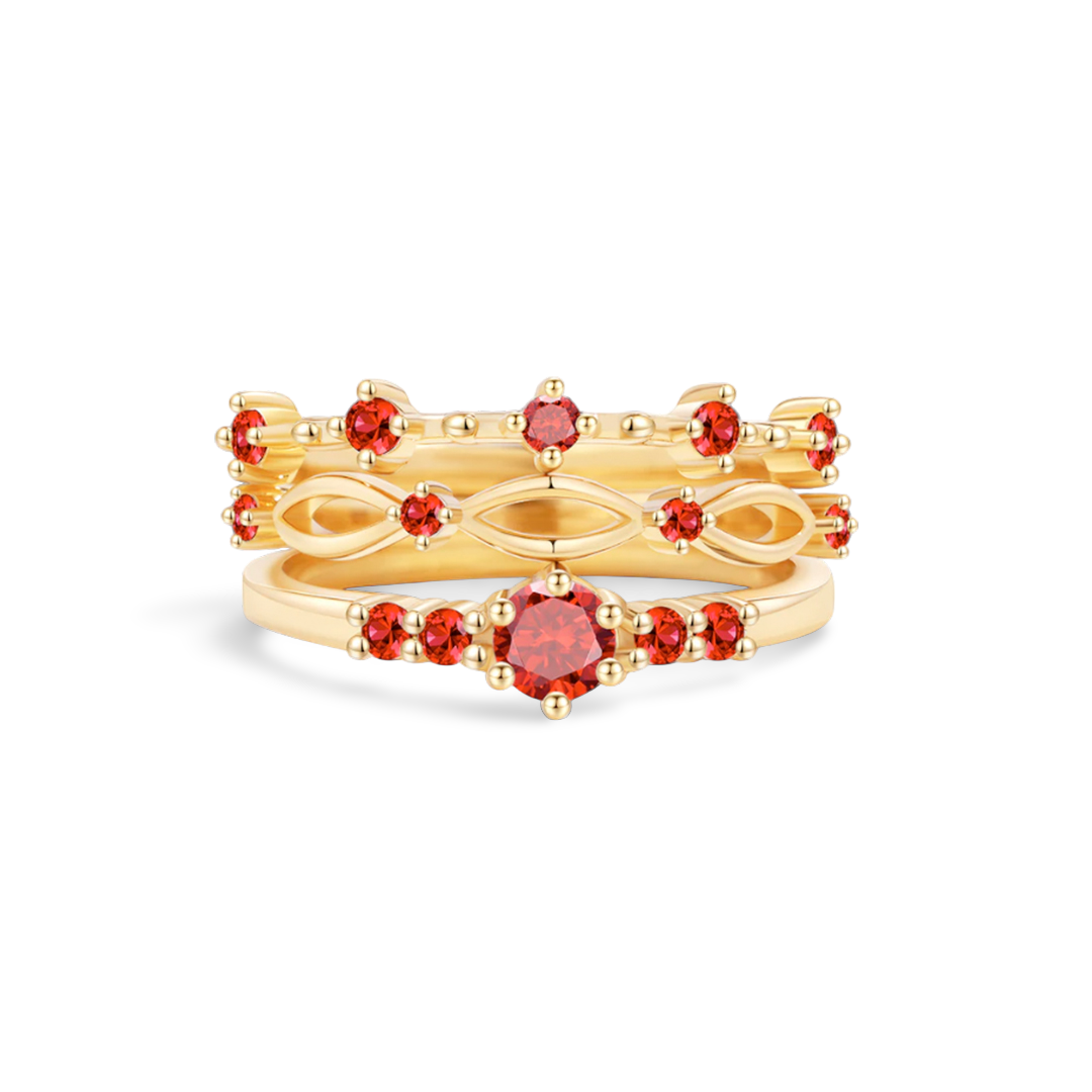 Braided Birthstone Stacking Ring Set