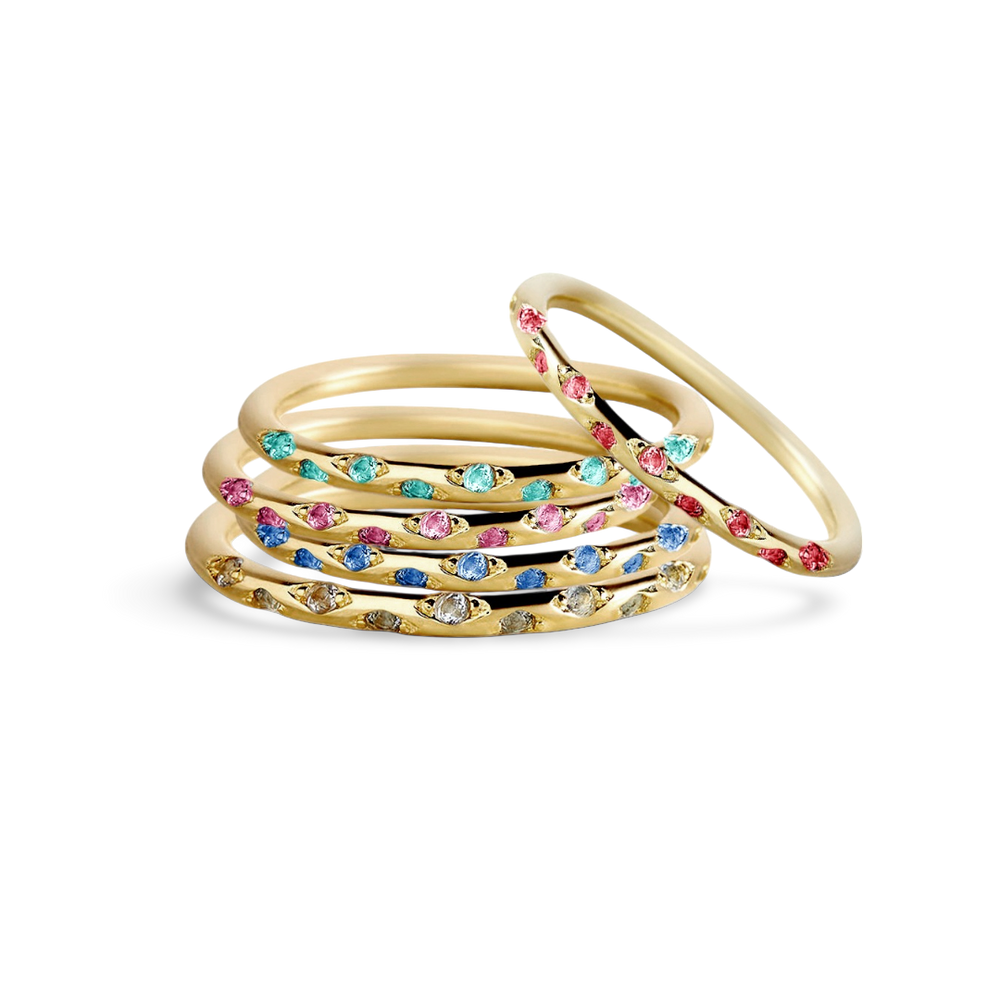 Dainty Constellation Birthstone Ring - 18k Gold Plated / September Sapphire / 7