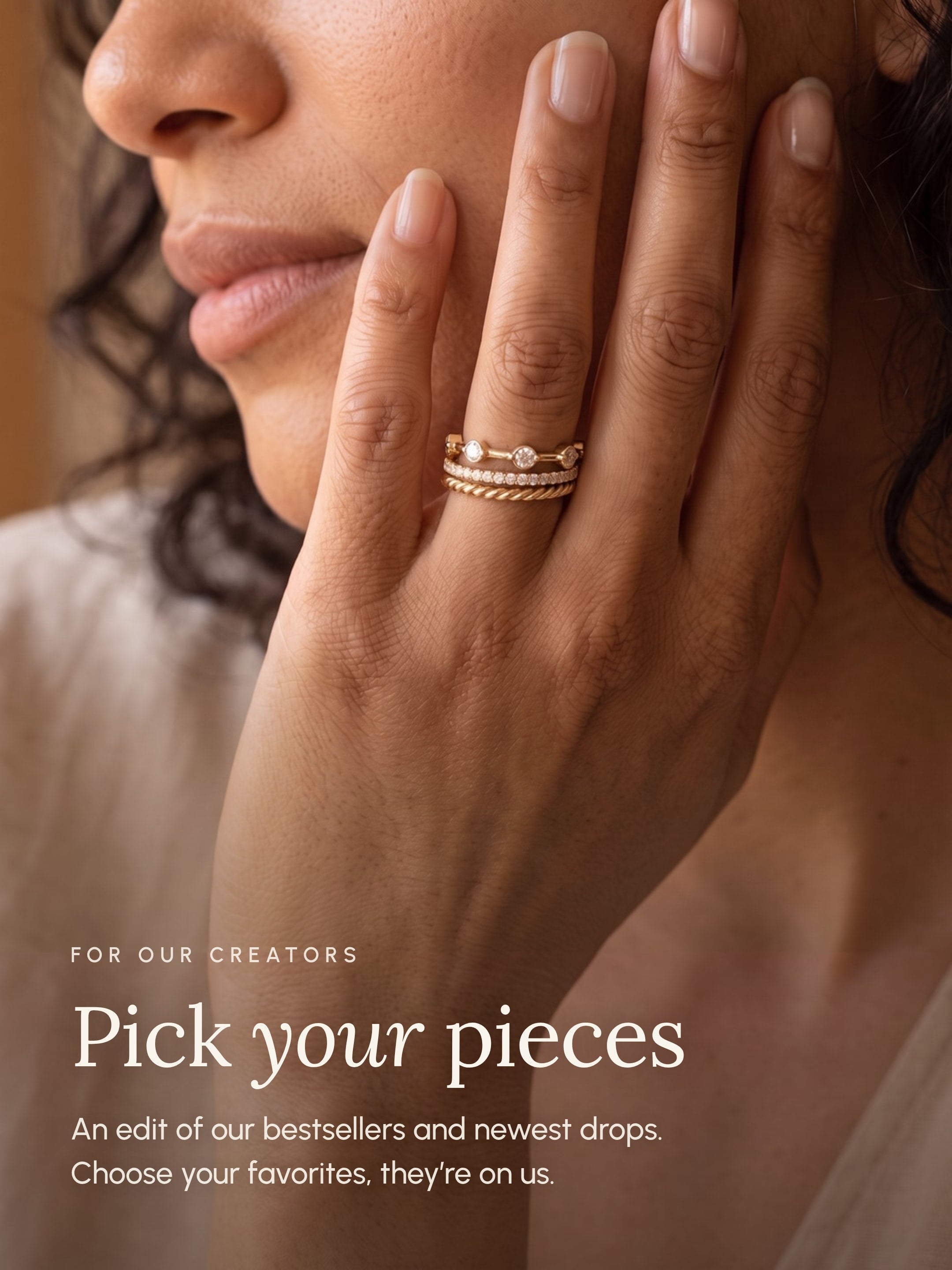 Pick your pieces: creator picks hero with ring stack on model