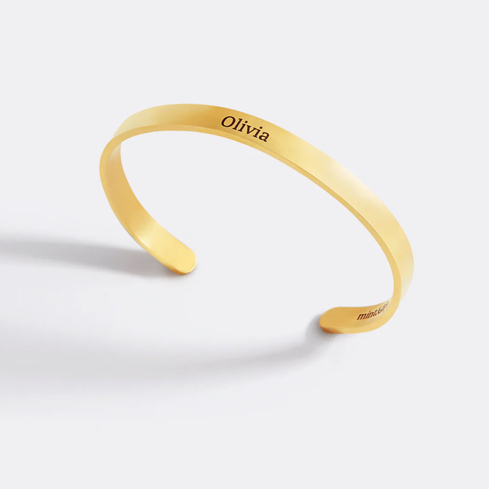 Beautiful Girl You Can Do Hard Things Cuff Bracelet - Gold / Standard