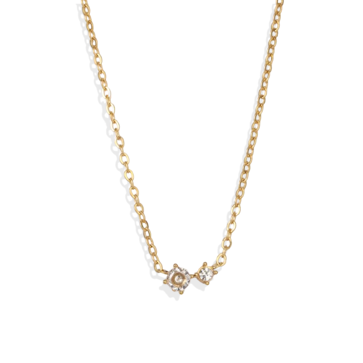 Dainty Birthstone Solitaire Necklace with Diamond Accent