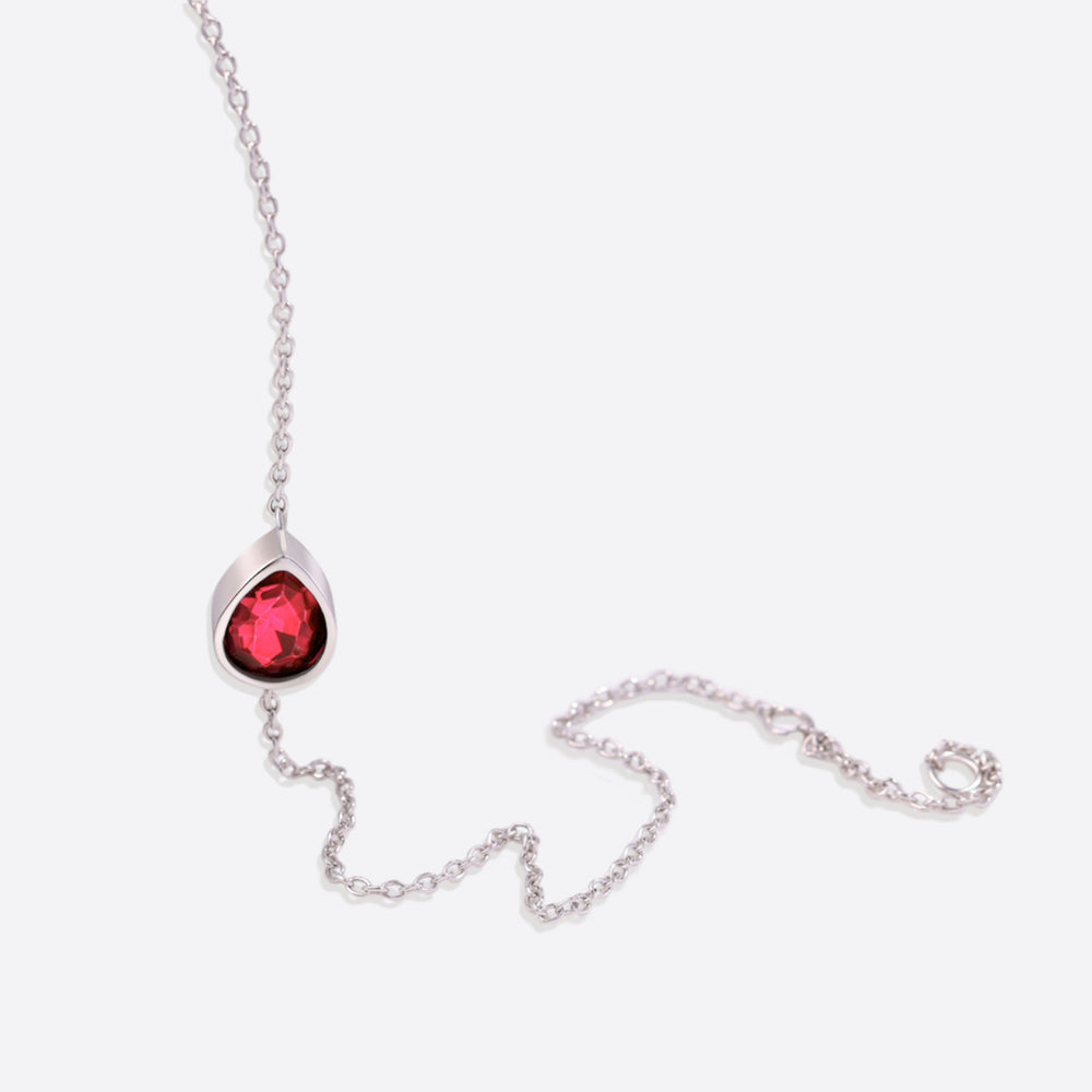Teardrop Birthstone Bracelet - January Garnet