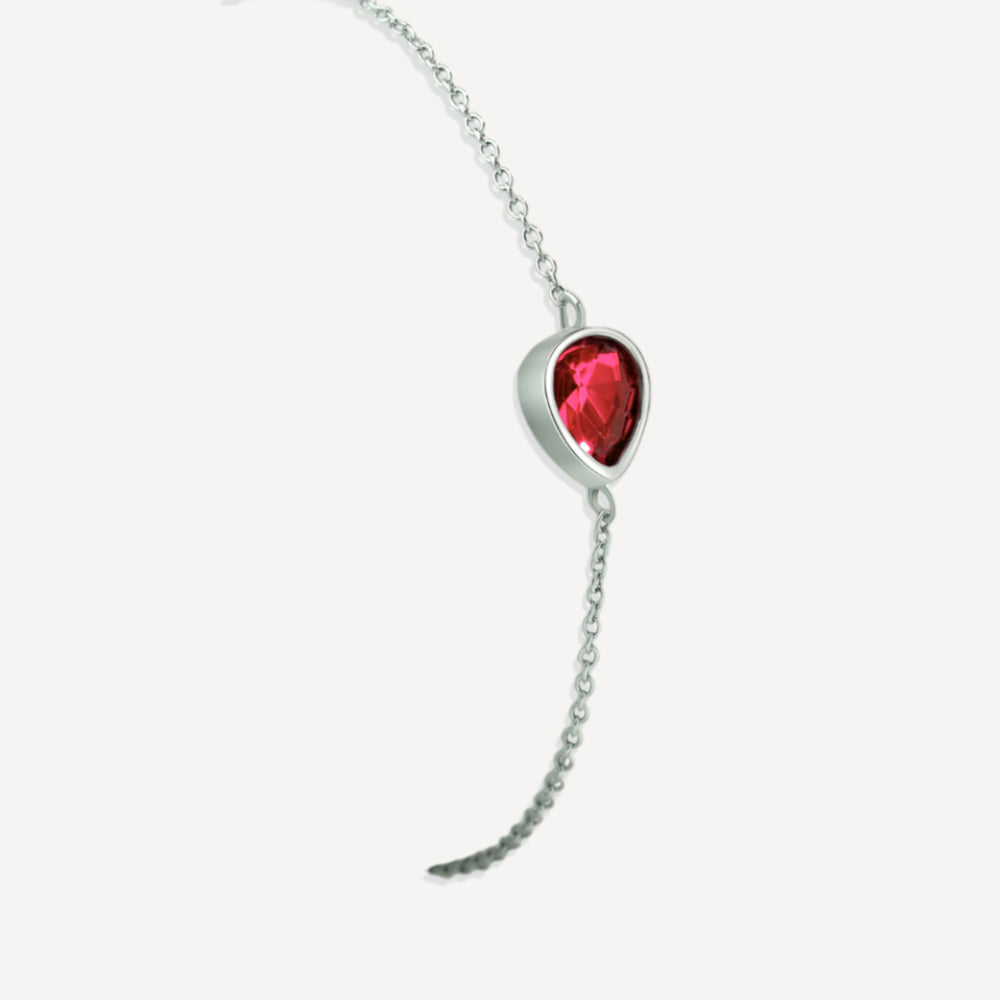 Teardrop Birthstone Bracelet - January Garnet