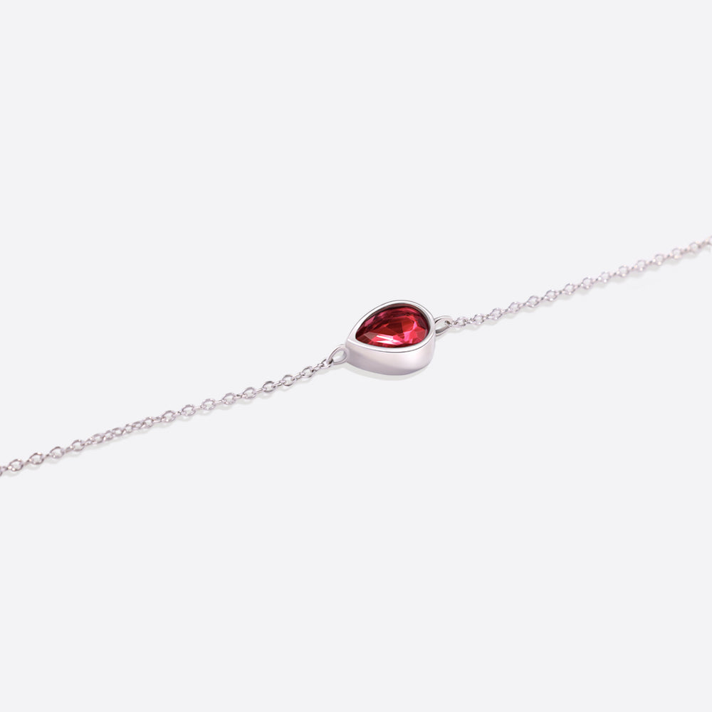 Teardrop Birthstone Bracelet - January Garnet
