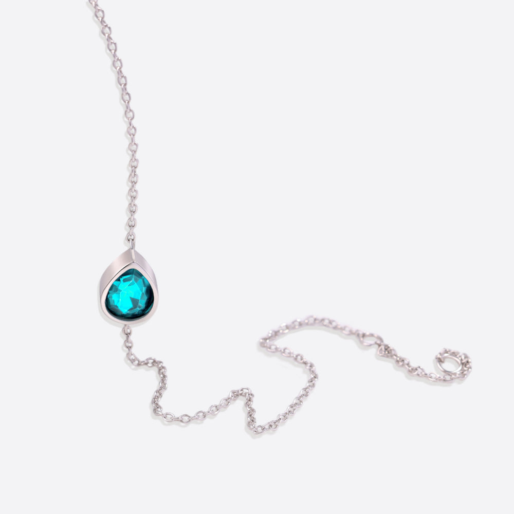 Teardrop Birthstone Bracelet - March Aquamarine