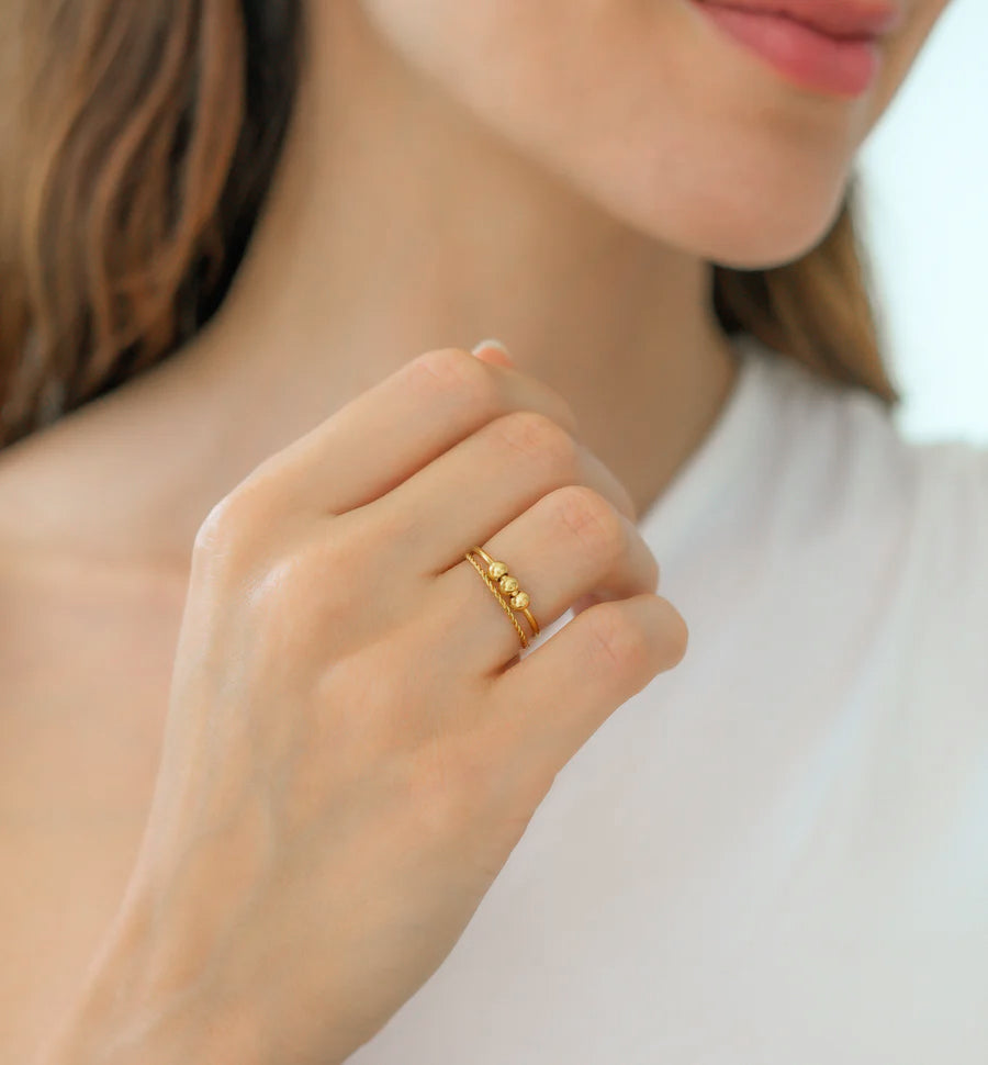 Dainty Stackable Beaded Fidget Ring Set – Mint & Lily