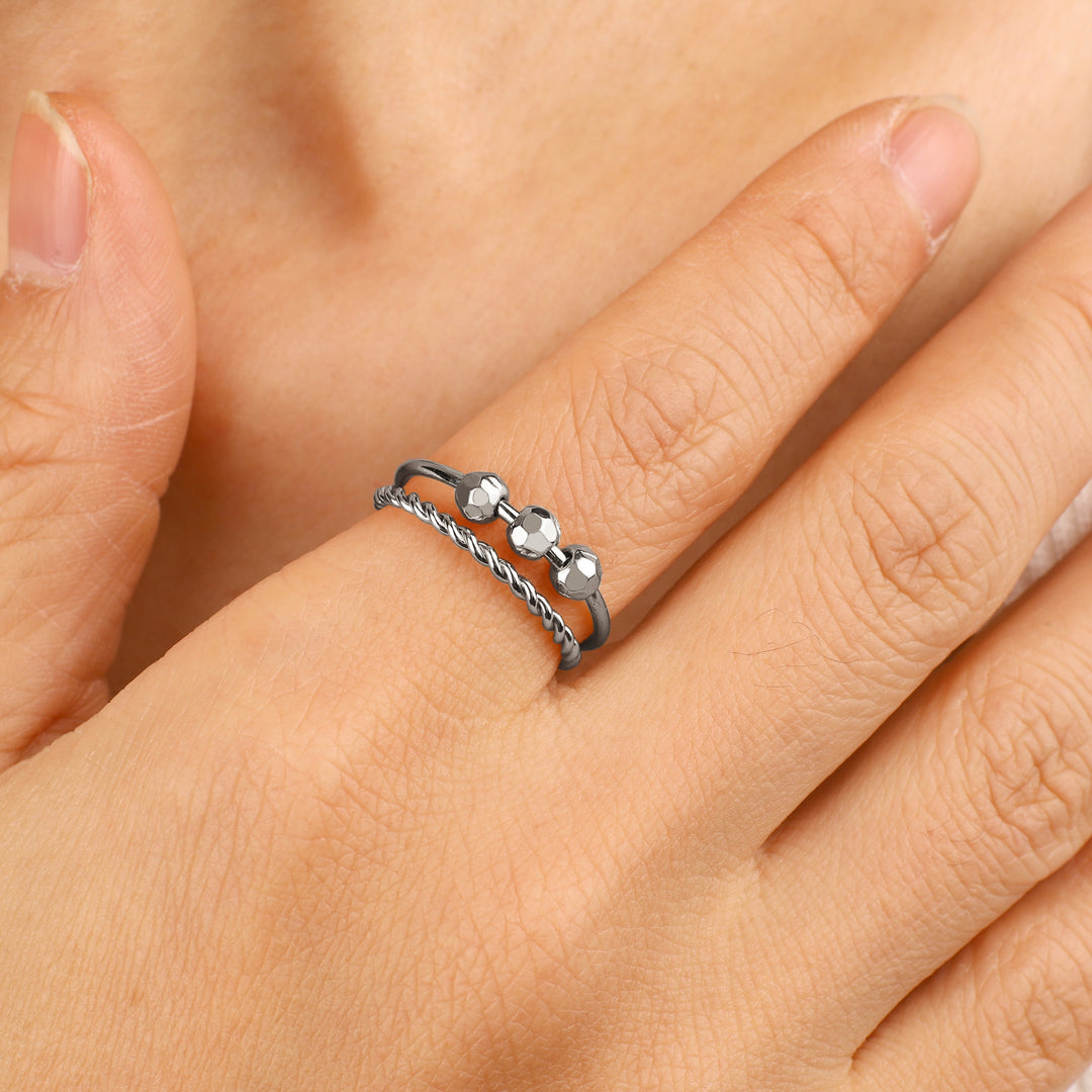Dainty Stackable Beaded Fidget Ring Set – Mint & Lily