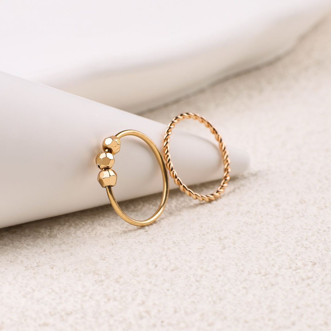 Dainty Stackable Beaded Fidget Ring Set – Mint & Lily