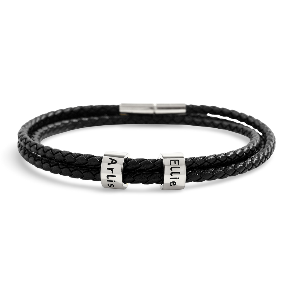 Personalized Beaded Bracelet - Black / Silver / 1