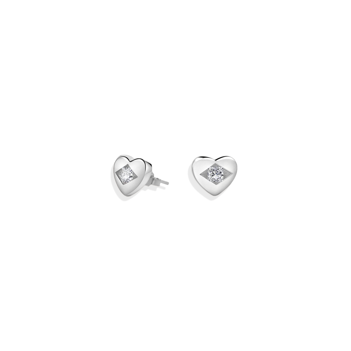 Diamond Heart Stud Earrings